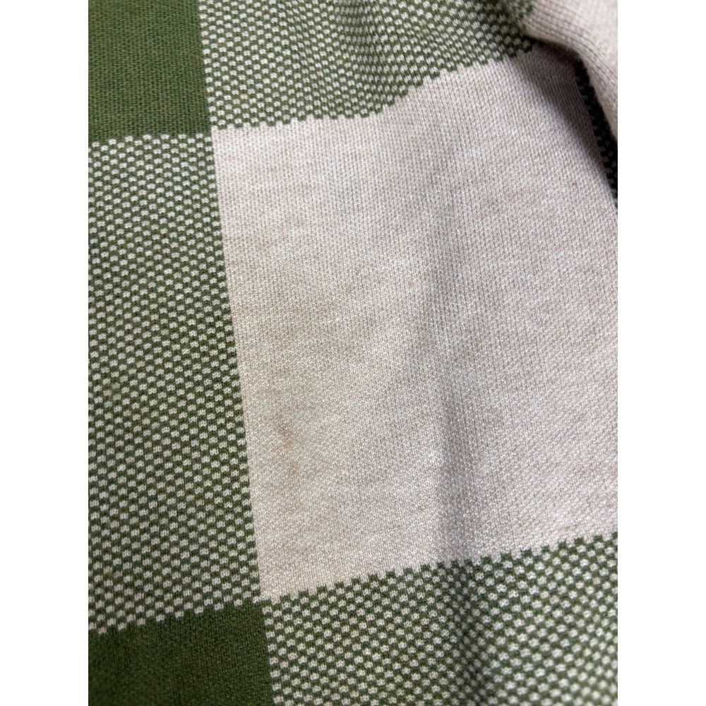 Talbots Cardigan Women Small Green Tan Buffalo Check Plaid Button Front Knit - Picture 6 of 11